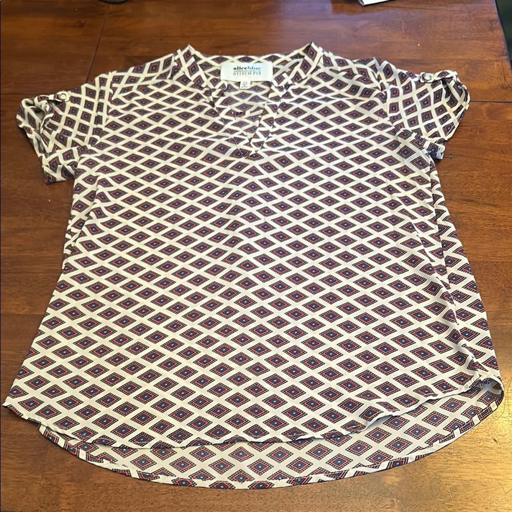 Alice Blue Red and White Blouse